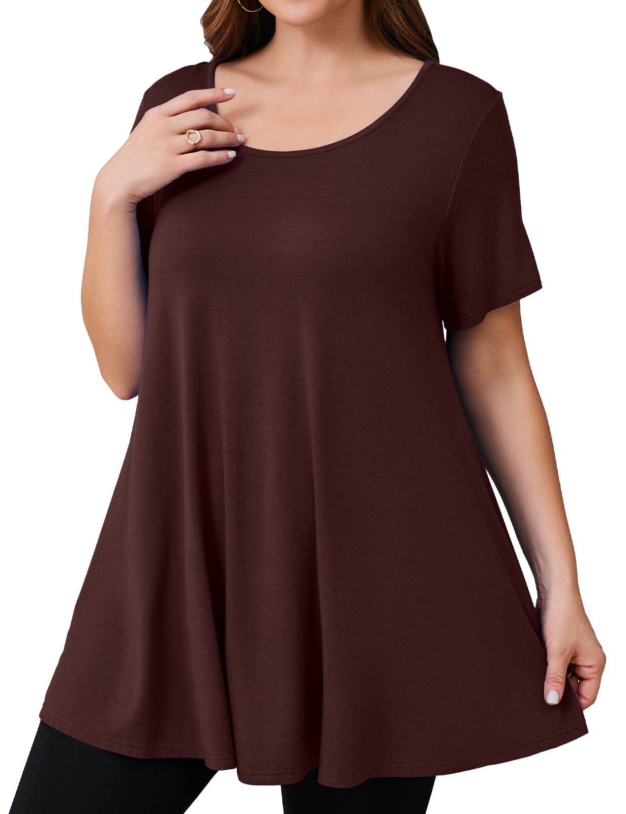 JollieLovin Women's Plus Size Tops Summer Tunic Short Sleeve Loose Fit T-Shirt to Wear with Leggings