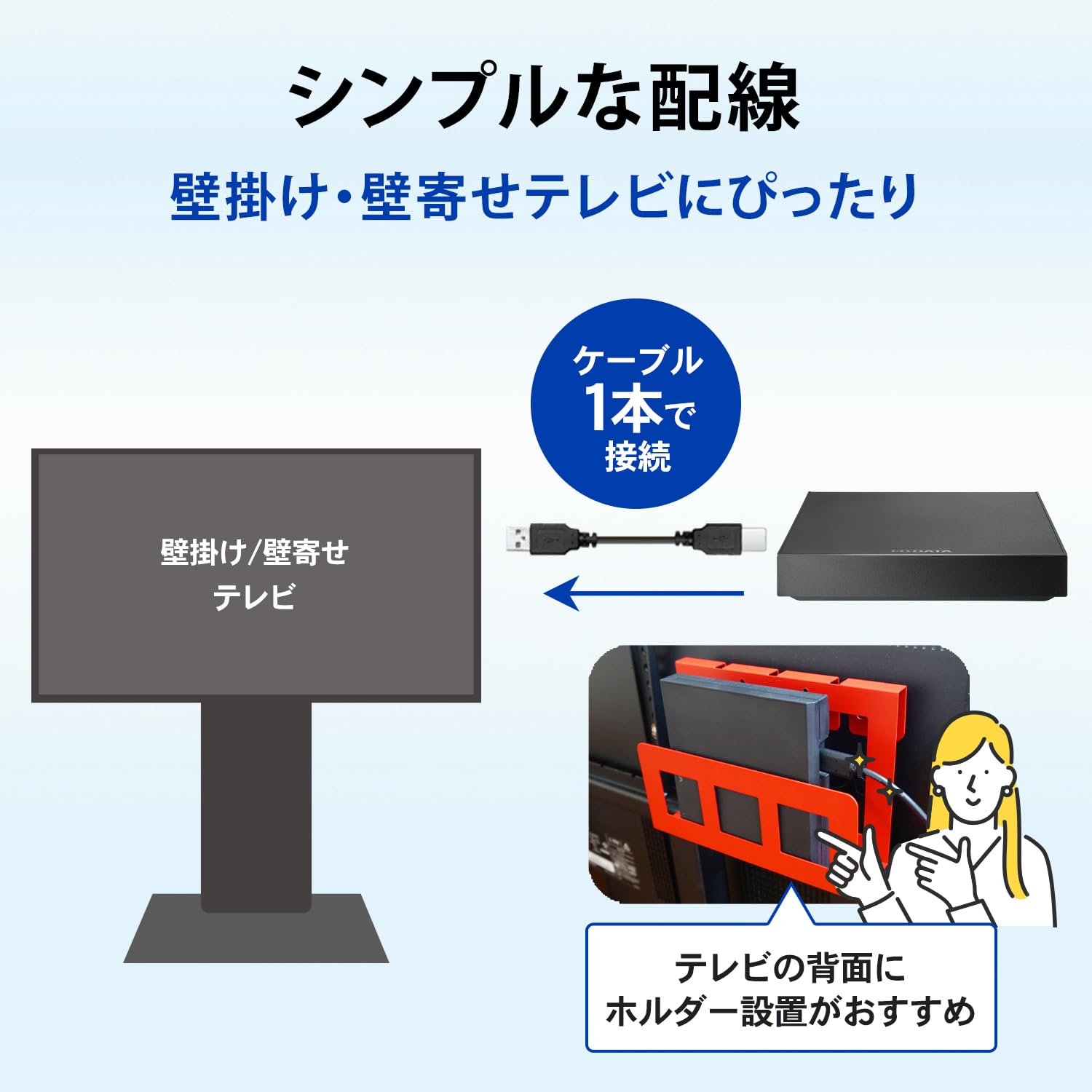Amazon | IODATA 電源不要 外付けHDD 1TB トロッカ テレビ録画 静音
