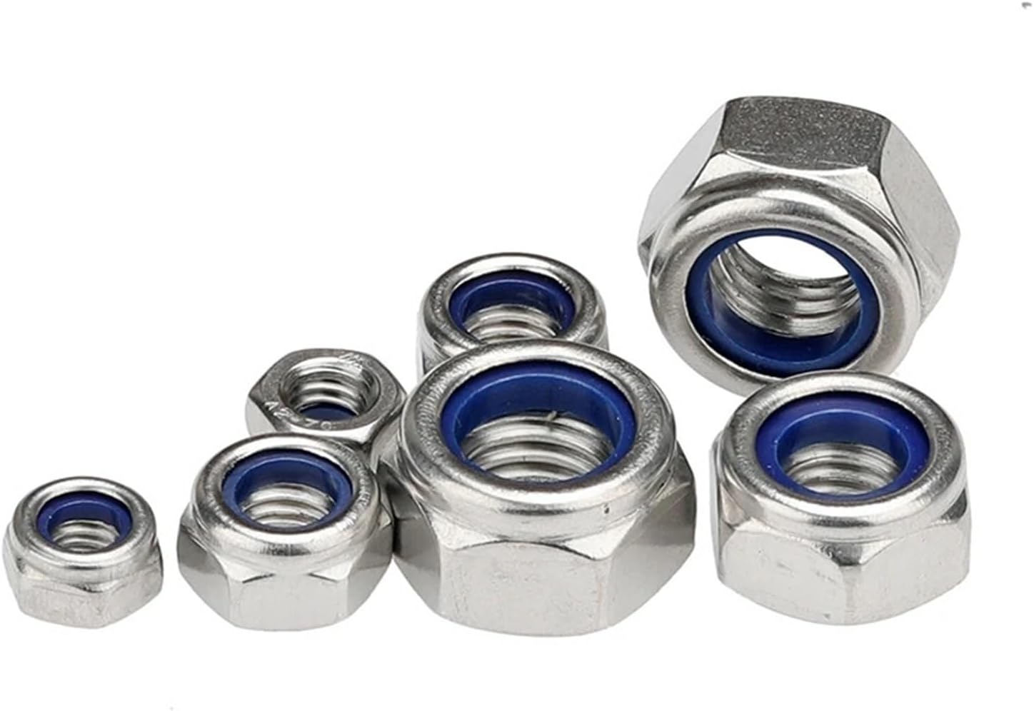 Stainless Steel Locking nut 316 Anti-loosening nut Nylon Hexagonal Anti-Slip self-Locking M3 M4 M5 M6 M8 M10 M12 M14 M16(M16 10PCS)