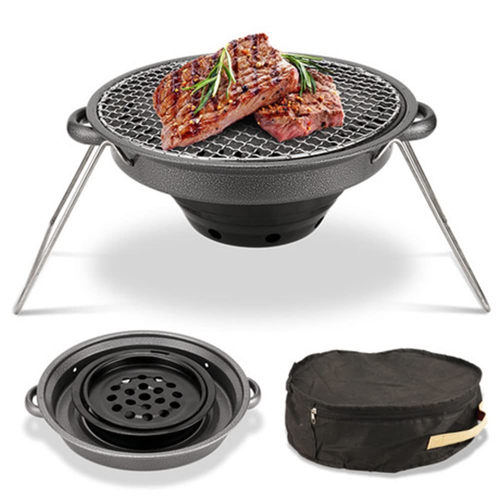 Barbecue charbon de bois en acier inoxydable durable avec grille de table pliante 32X21cm