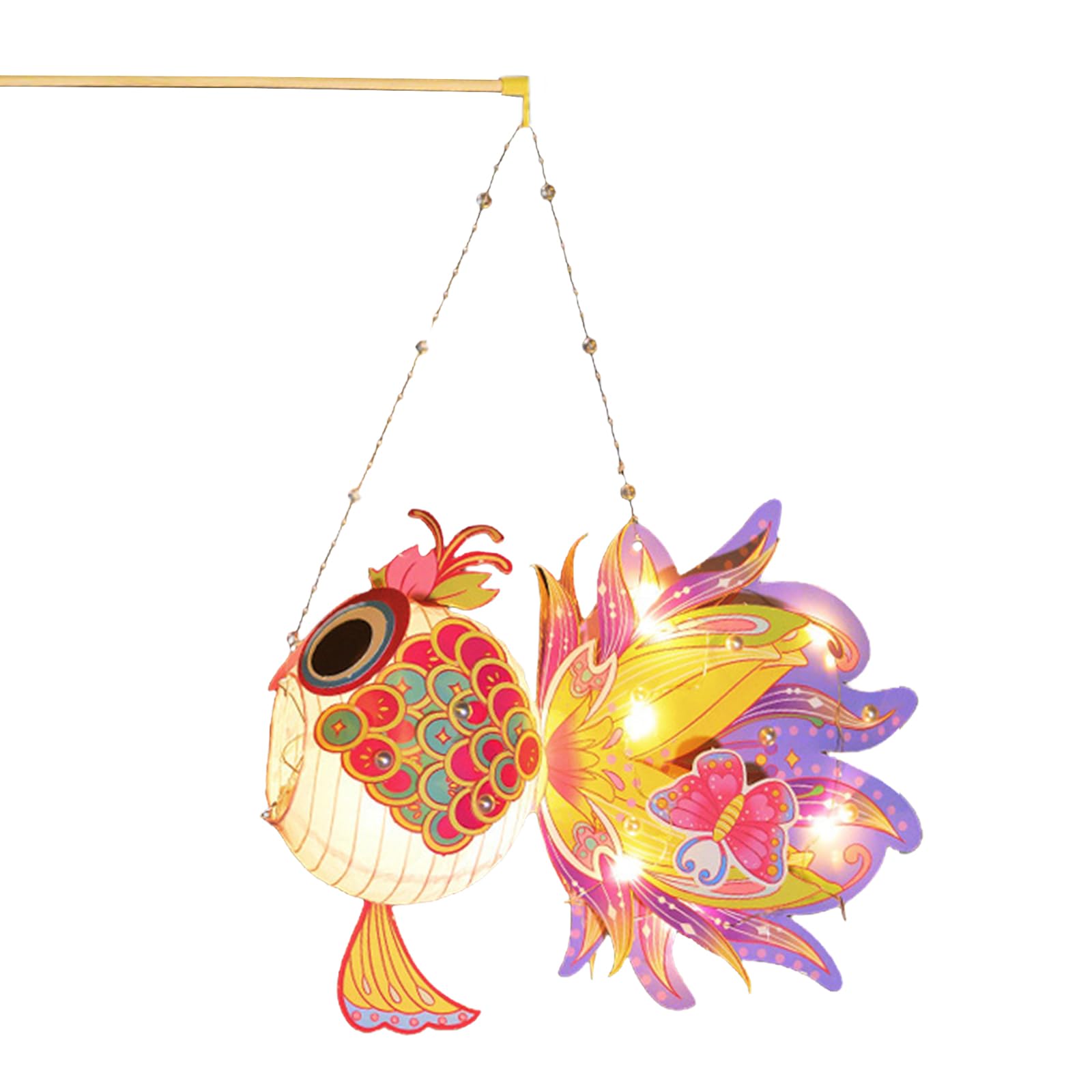 Buxuaaaa Of 4 Fish Lamps Easy Assembly Handheld Scaldfish Light Festives Themed Home Decoration for Festivities Cultural Party Supplies