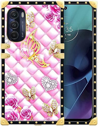 DAIZAG Funda compatible con Moto G Stylus 2022, diseño de mariposa de oro rosa, elegante, elegante, decoración dorada, suave, antiarañazos, funda