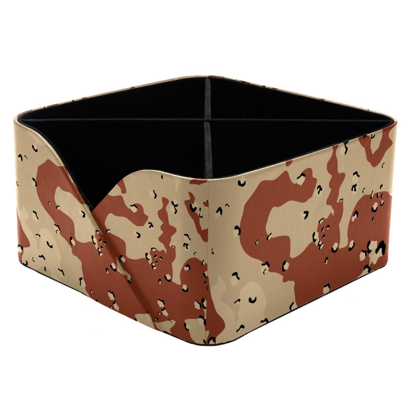 KengjuTesu Army Military Camouflage Pattern Desktop Organizer Pen Holder, Rectangular Pencil Cup for Office, Study and Makeup Stations