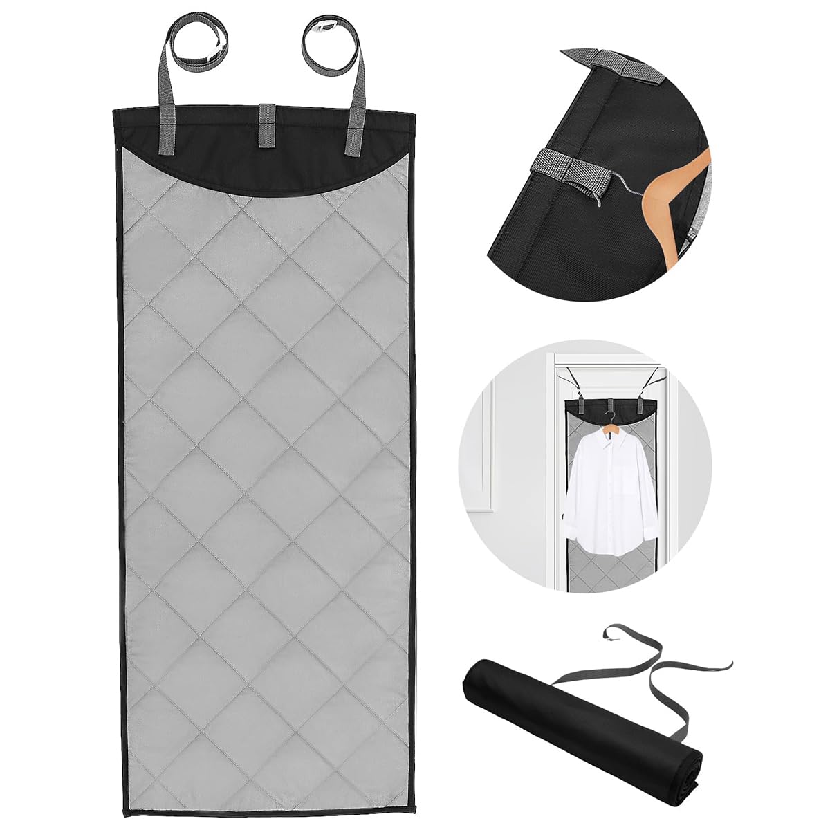 Tappetino per Stirare sopra la Porta, Resistente al Calore, Verticale, Appeso, Pieghevole, Portatile, per Stirare a Vapore in Modo efficiente, 115 x 48 cm