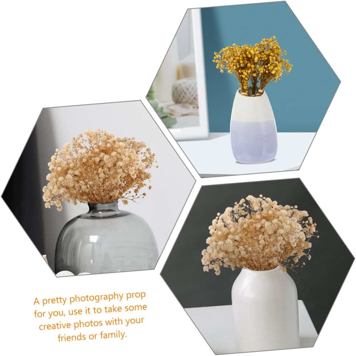 TIDTALEO Babys Breath Dried Flowers Bouquet 6Pcs Natural Preserved Gypsophila Mini Flower Arrangement for Wedding Home Decor Box Set