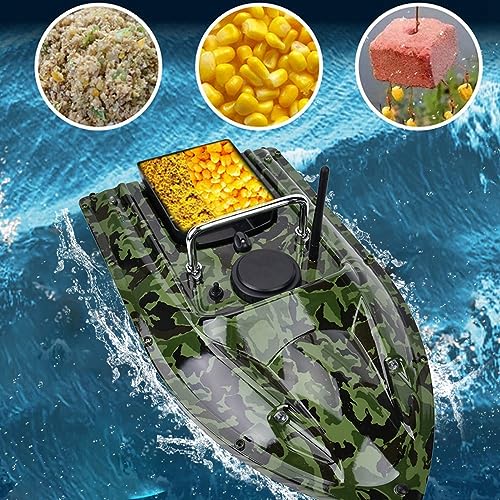 Image of RC Fishing Baits Dumping Boat, 500m Wireless Remote Control Fishing Bait Boat with LED Night Light Auto Cruise Control (Green)