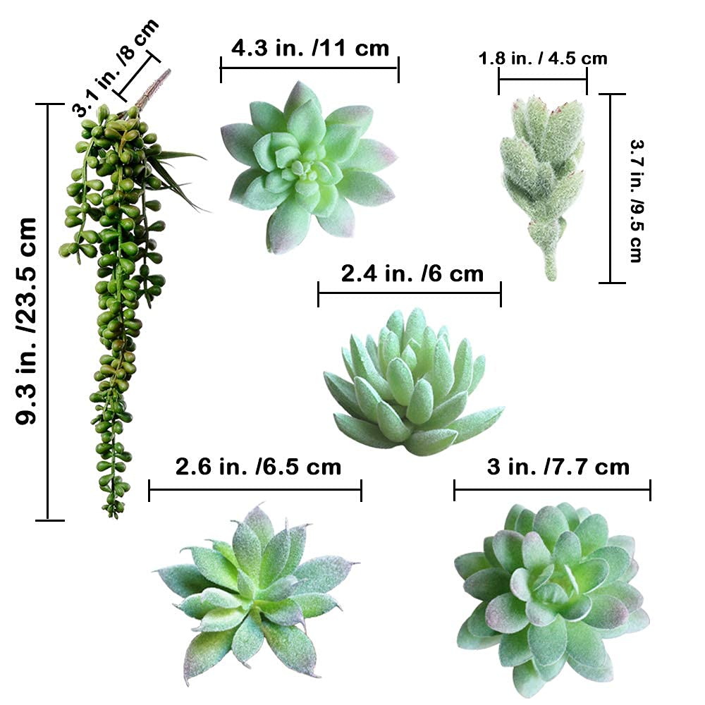 14 Pcs Assorted Artificial Succulents Plants Unpotted Green Hops String
