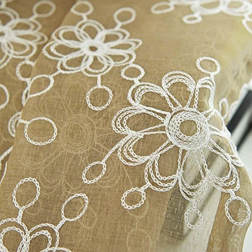 Cortina de impressão floral bordada Awakingdemi, cortina de janela, tule, decoração de cômodo transp