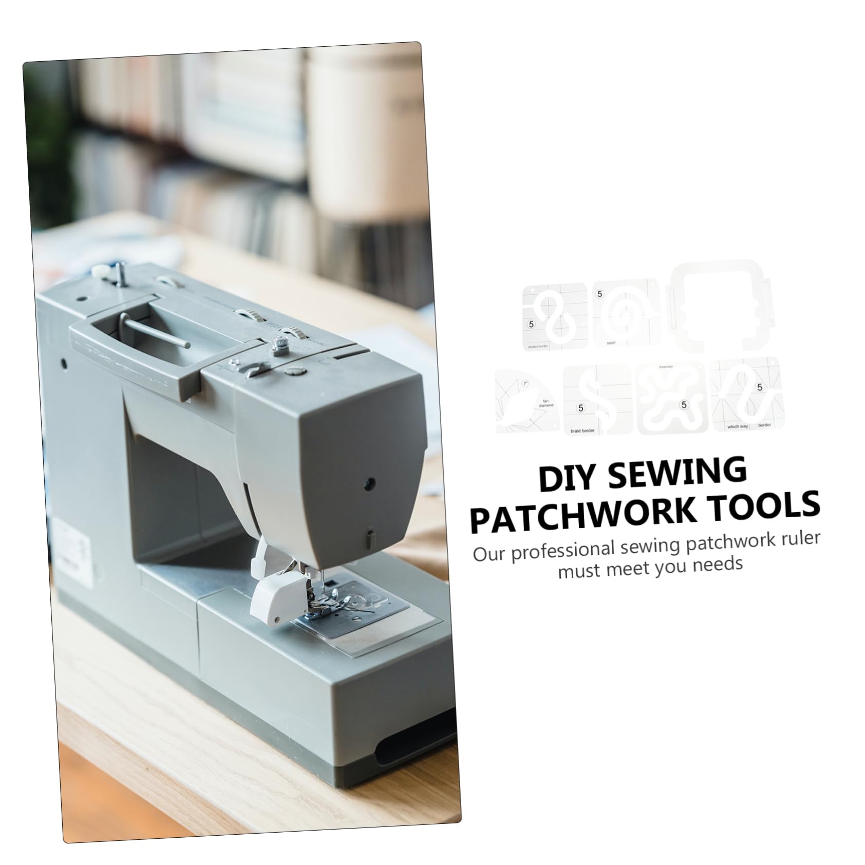 Set 7 Pezzi Righello per Patchwork in Acrilico Bianco | Quilting a Macchina e Free-motion, per Progetti Tessili e Splicing, Facile da Usare