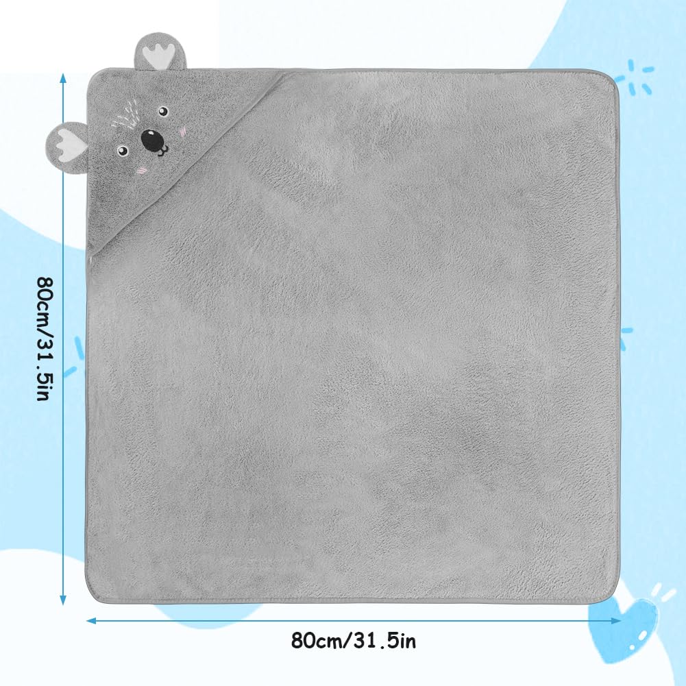 Aolso Accappatoio Neonato, 80x80cm Asciugamani Con Cappuccio Per Bambini, Accappatoio Neonato con Cappuccio Extra Morbido e Super Assorbente per Neonati e Bambini 0-3 Anni-Koala