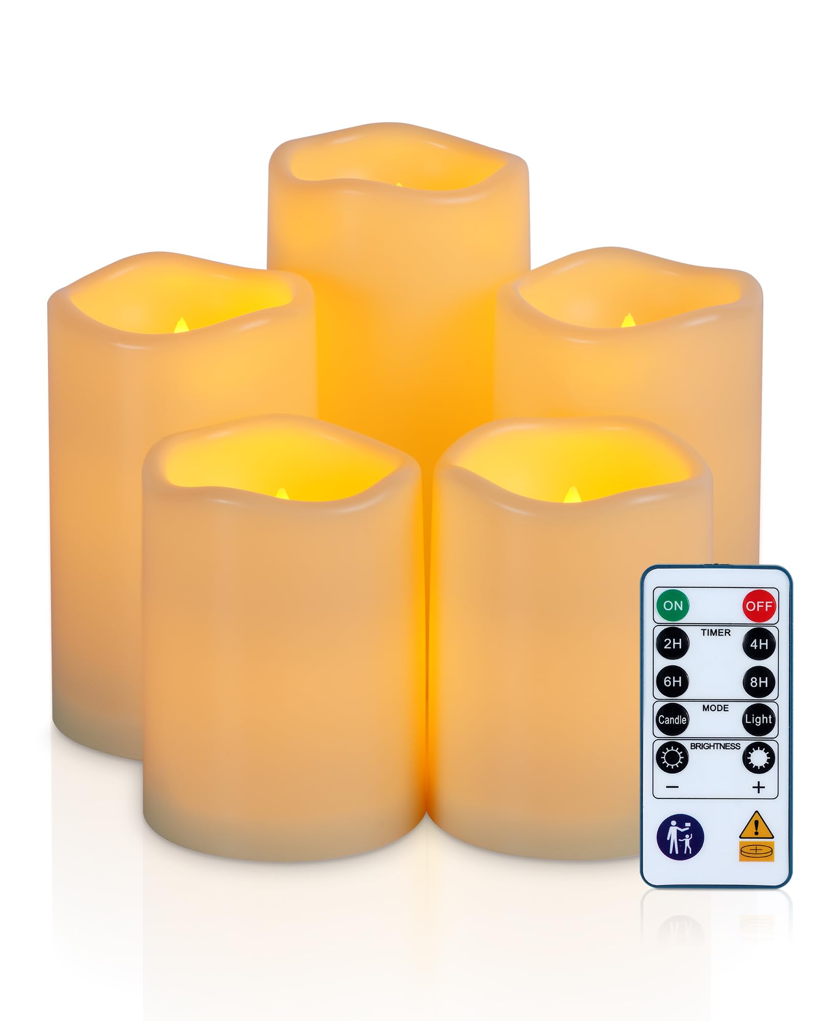 Homemory Waterproof Outdoor LED Candles with Remote Control and Timer, Set of 5