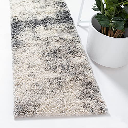 Rugs.com Soft Touch Shag Collection Runner Rug – 13 Ft Runner Pebble Gray Shag Rug Perfect for Hallways, Entryways