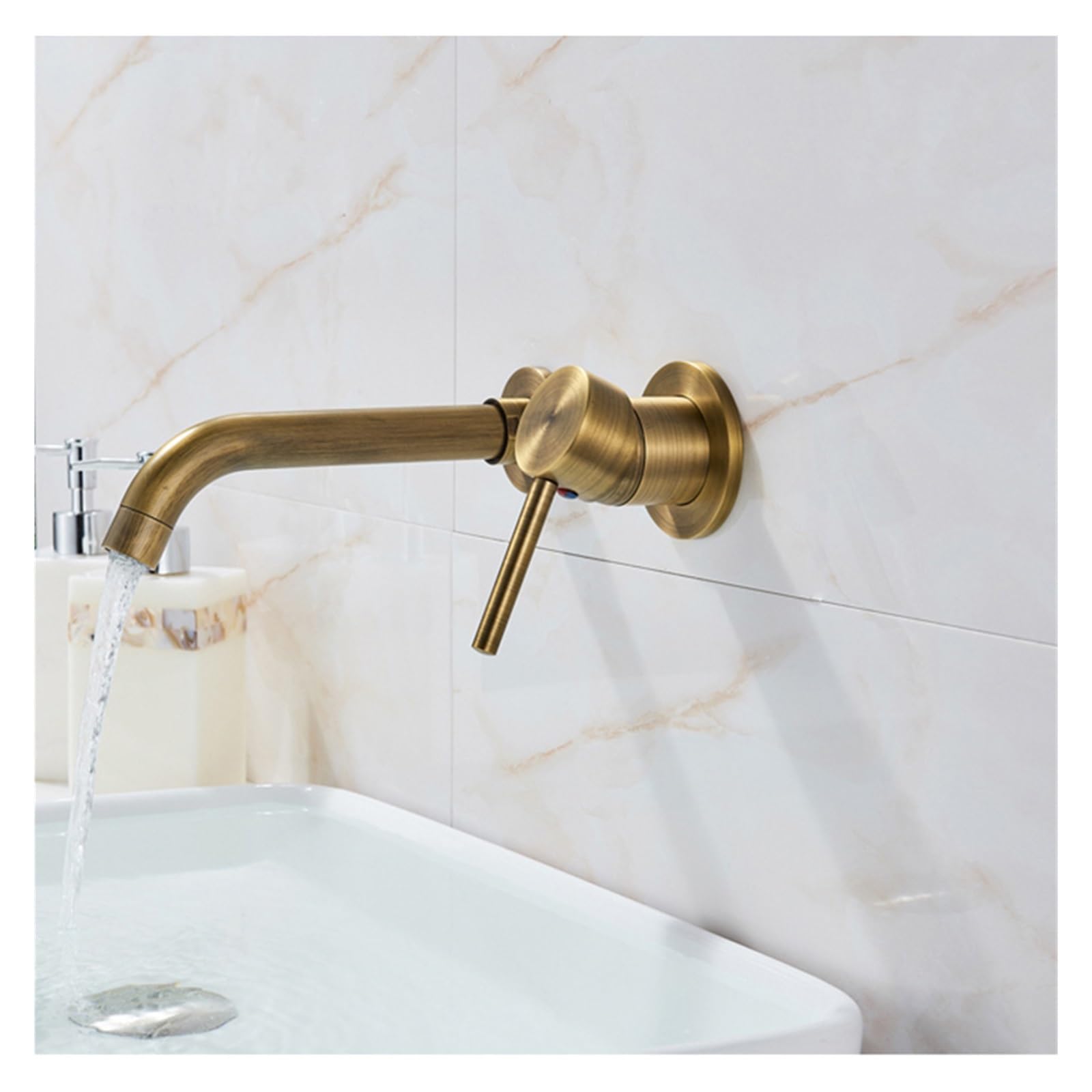 ZQFHSX Kitchen Sink Faucet, Wall Mounted Brass Faucet Bath One Hole Cold Water Rotate Spout Multiple hes(Brasss)