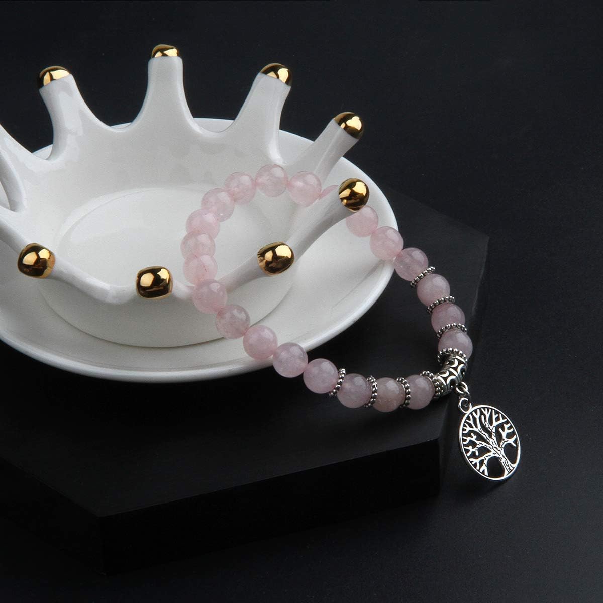 Jardme Healing Crystal Bracelets for Women, 8mm Beaded Natural Stone Stretch Chakra Bracelets Tree of Life Bracelet Jewelry Gifts for Women - Image 3