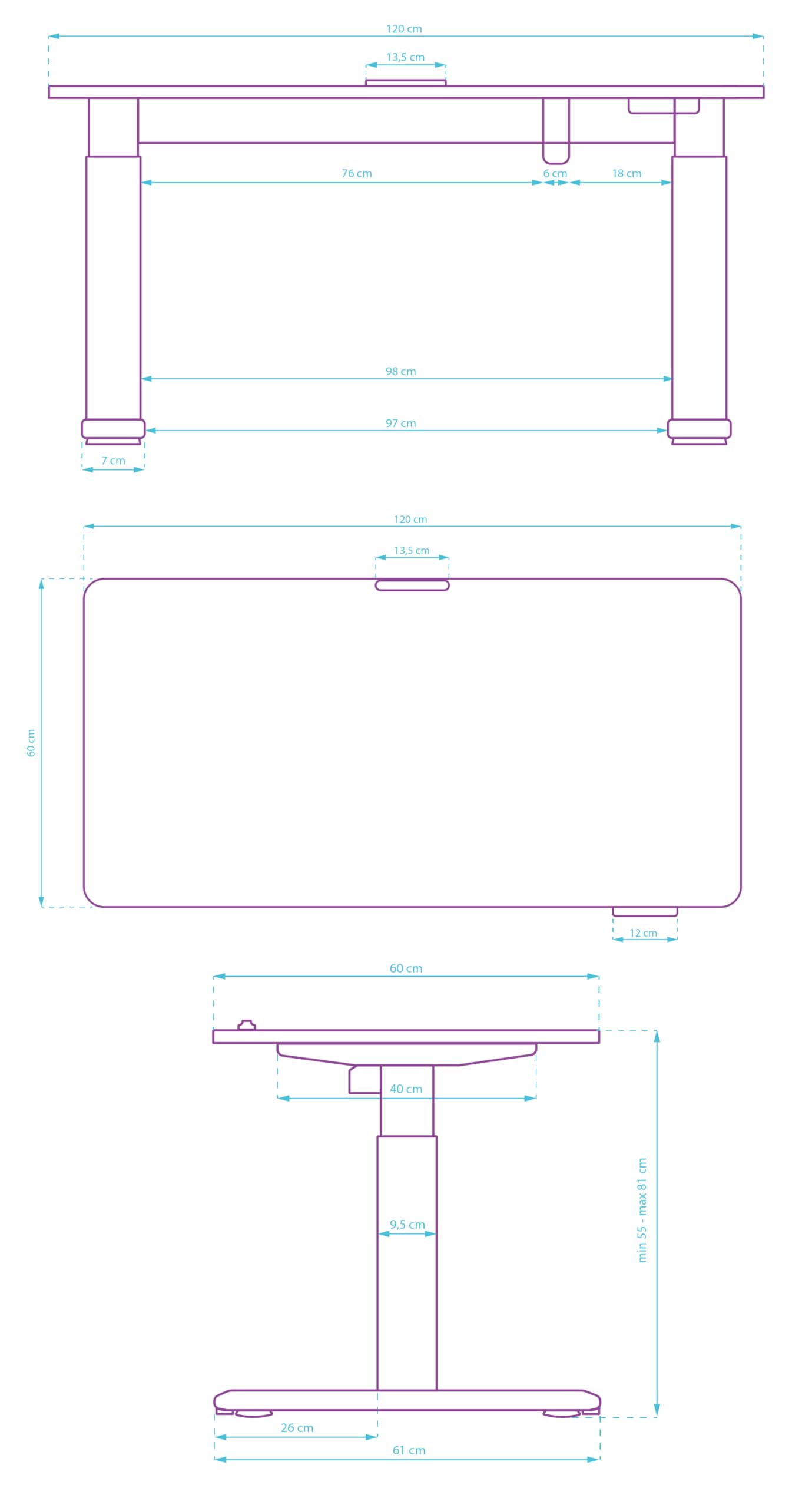 Ultradesk - Escritorio Infantil Eléctrico Regulable en Altura Pulsar - 120x60x55-81cm - para 2 Monitores - para Habitaciones de Niños y Adolescentes - Negro