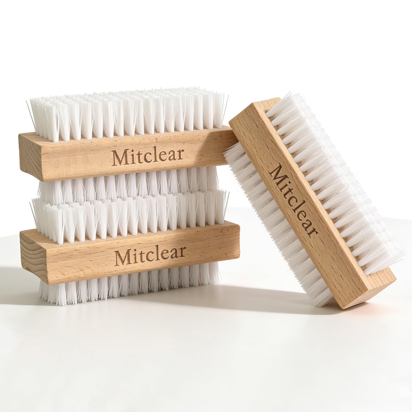 Mitclear Handbürste Nagelbürste Holz, Handwaschbürste, Nagelreinigungsbürste mit harten Kunststoffborsten, Fingerbürste, doppelseitige Bürste zur Reinigung von Nägeln, Händen(3er-Set)