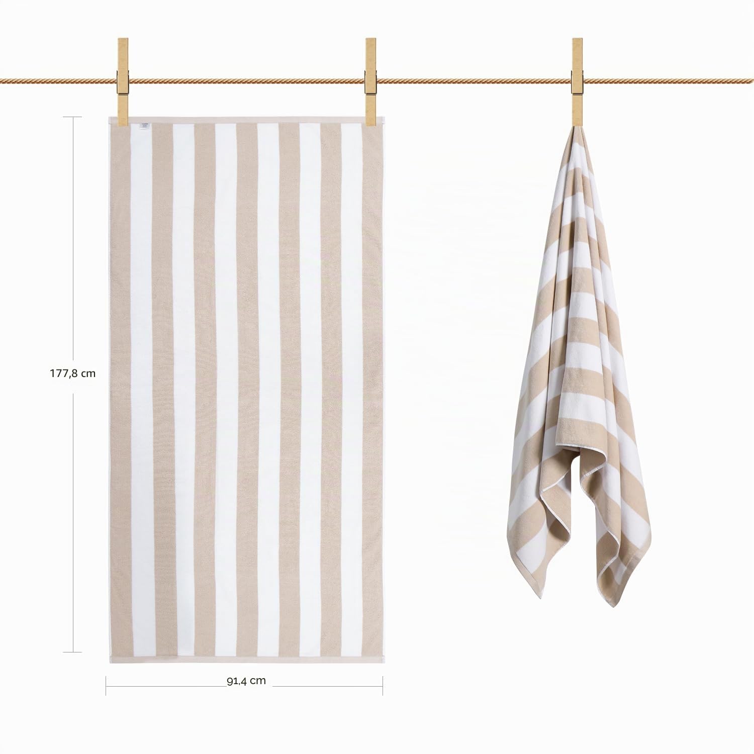 LULUHOME Serviette de Plage surdimensionnée en Peluche – Coton Moelleux épais 91,4 x 178,8 cm – Serviettes de Piscine rayées en Mousseline de Soie pour Adultes