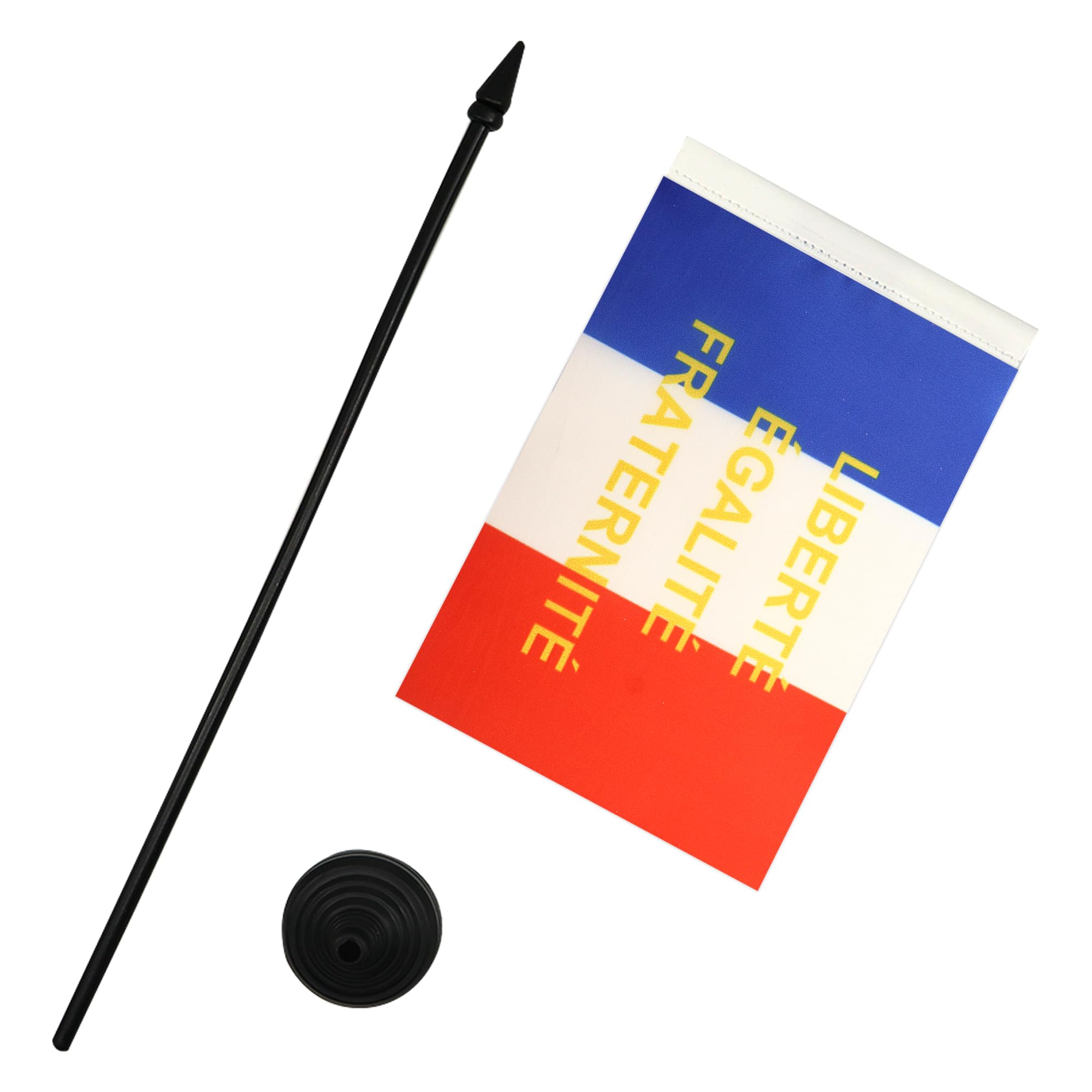 AZ FLAG - Drapeau De Table Royaume De France Cœur De Jésus 21x14 Cm - Petit Drapeau Royaliste Français De Bureau 100% Polyester Avec Hampe De 25cm Et Socle En Plastique Noir