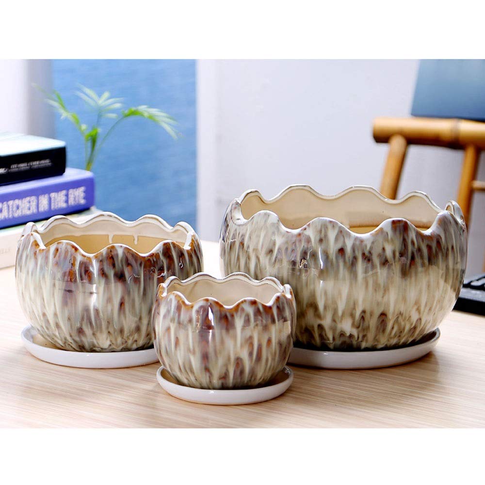 Doniczki, doniczki ceramiczne, bardzo duże, z tacą, doniczka na rośliny, zielona roślina, pojemnik na rośliny, do wewnątrz, na zewnątrz, do storczyków, ziół, sukulentów, kaktusów, domu, biura,