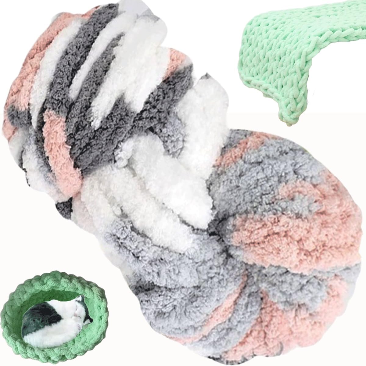 uyeoco Pelote Laine Grosse Maille,1，2，5，10pièces 250g Peut Etre Utilisé pour Tricoter des Coussins des Couvertures des Echarpes et des Chapeaux Fil À Tricoter Épais épaisse(29#,10 Roll(2500g))