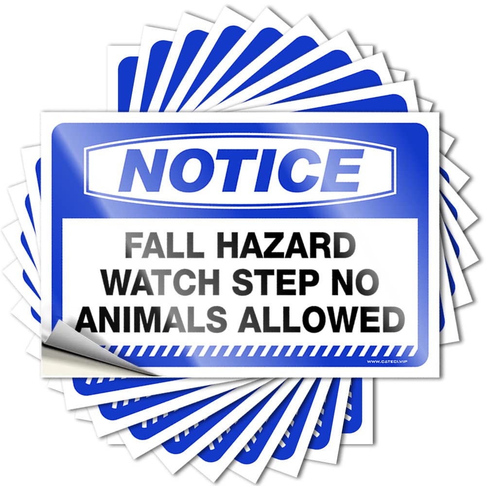 Decals for Cars Notice Fall Hazard Watch Step No Animals Allowed Stickers 10 Pcs Warning Sticker Family Car Stickers for Back Windo(12X18CM)