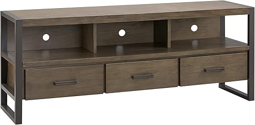 Miniatura 13 de Leick Home 82360 Soporte de TV de madera maciza Mission Oak de cuatro puertas para televisores de 65" Consola universal de TV para sala de estar,