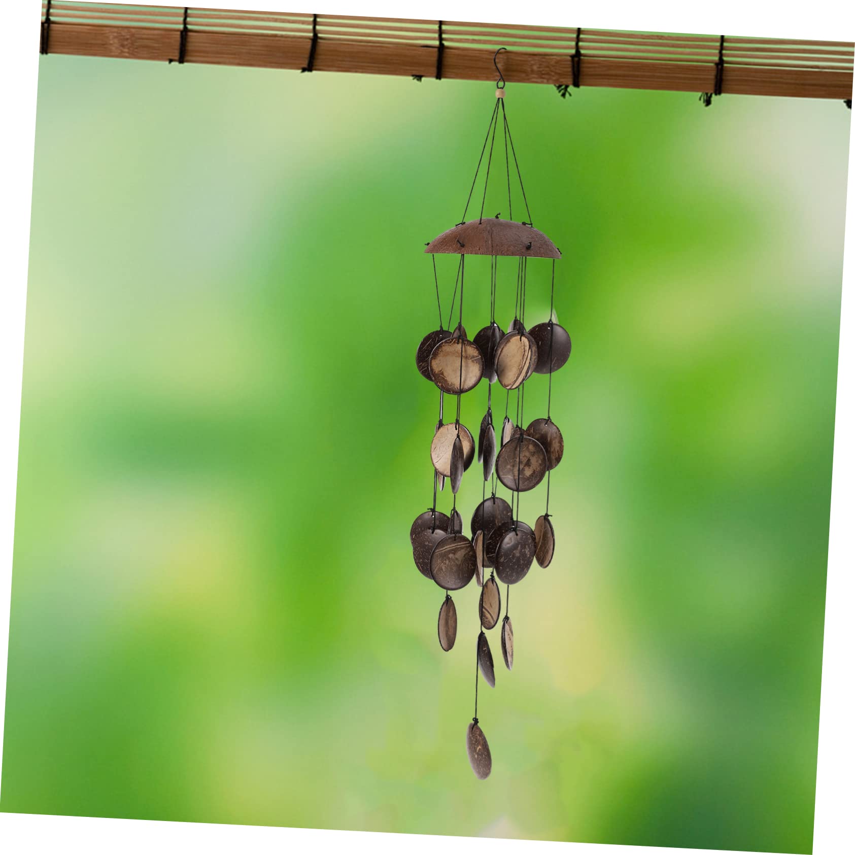 UKCOCO Campanelli Vento Creativi in Guscio di Cocco Marrone, Decorazione da Appendere per Giardino, Allevia Stress e Rispetta L'ambiente