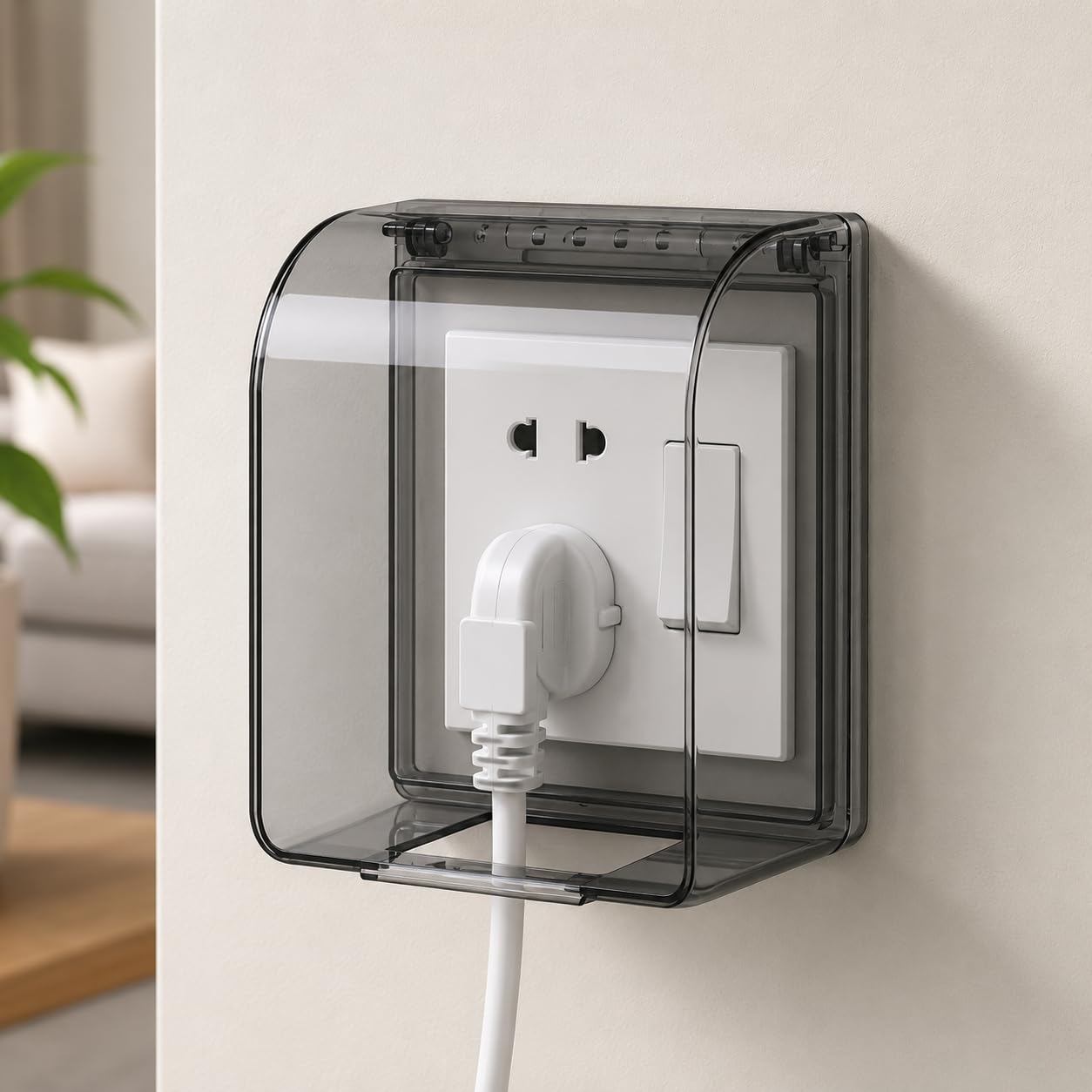 Wall Switch Socket Cover | Transparent Waterproof Receptacle Box with Splash Guard | Self-Adhesive Faceplate Protector for Electrical Switches & Power Sockets-image-6