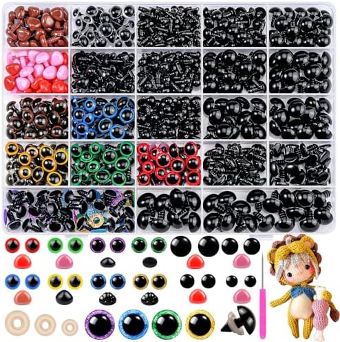 Fulasiteu 1100PCS Safety Eyes and Noses, Amigurumi Safety Eyes fo...