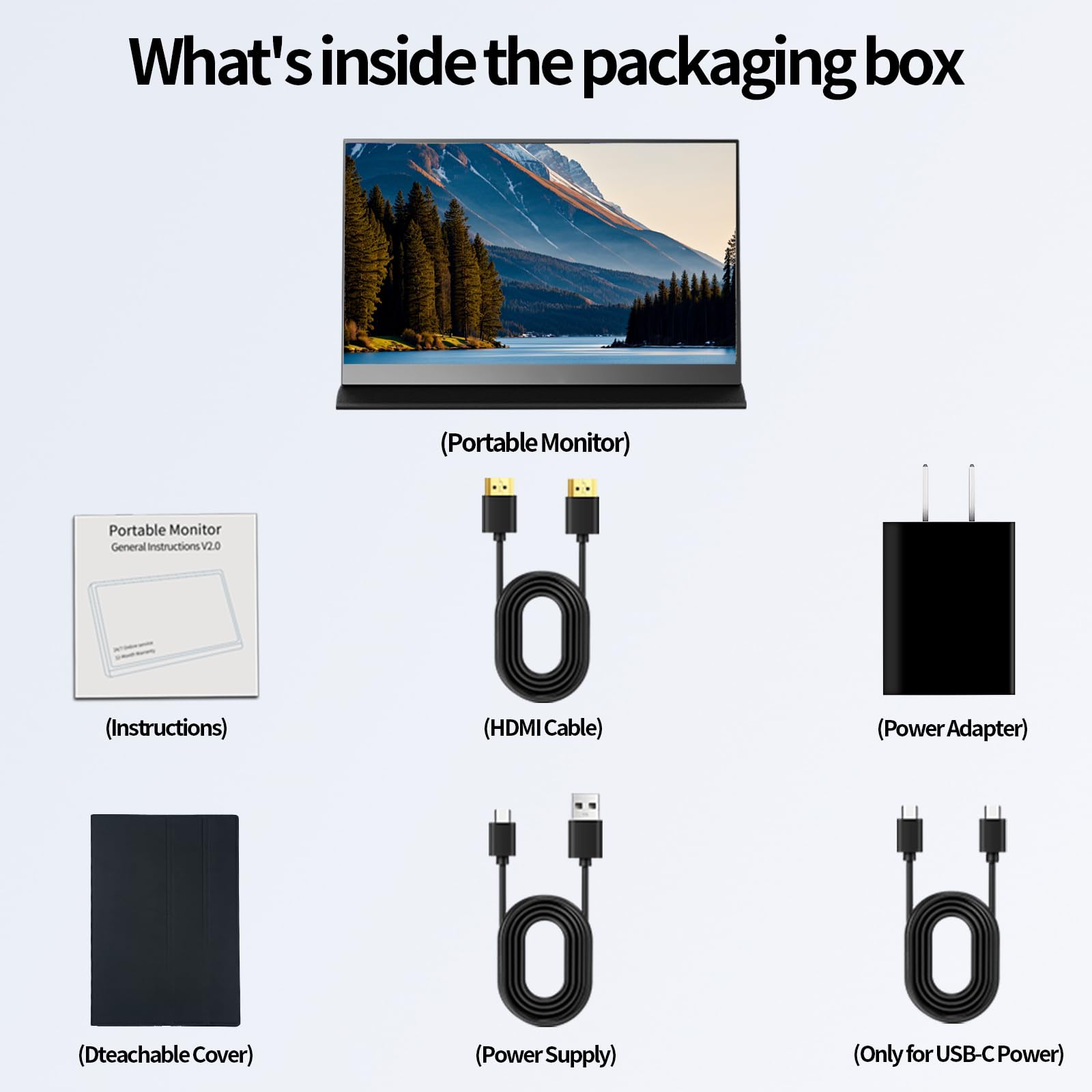 14 inch Portable Monitor Ultra-Slim IPS FHD 1920 * 1200p Second Monitor for Laptop,300cd/m²16:10 Aspect Ratio with Protective Sleeve USB-C HDMI