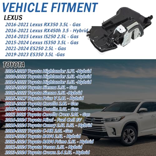 Image of Front Left Driver Side Door Lock Latch Actuator Motor Fits for Toyota Corolla Highlander Corolla Camry Rav4 Lexus IS350 RX350, Replaces 69040-02440 69040-53130 937-909