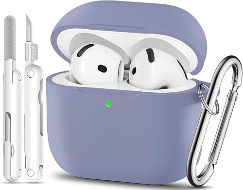Miniatura 13 de Funda para AirPods 4, color rosa con kit de limpieza, funda de silicona suave para Airpod 4, compatible con Apple Airpods de 4ª generación 2024,
