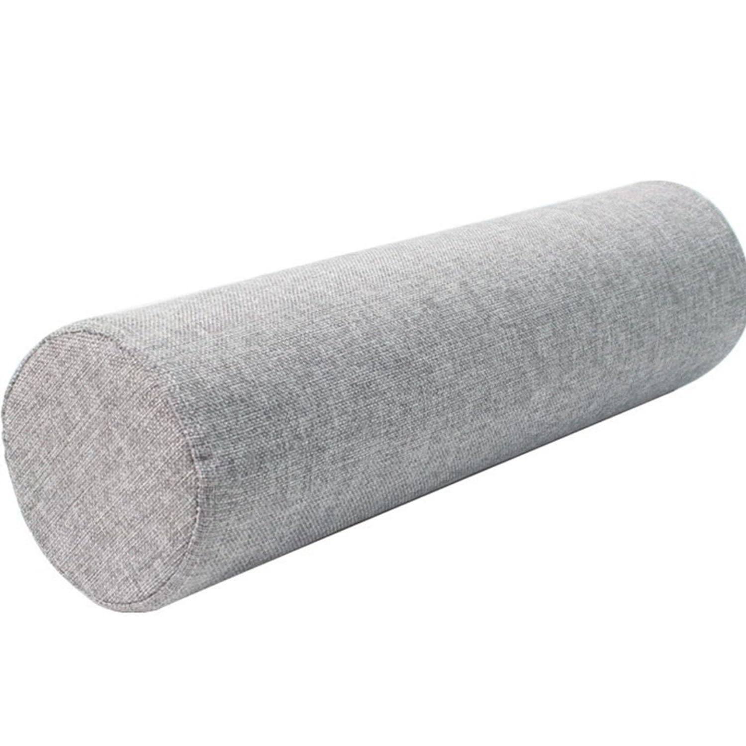 MSNCS Round Cervical Roll Bolster Pillow,Cervical Neck Roll Pillow Linen Covers With Zipper,Cylindrical Pillow Cushion,for Head, Neck, Back And Legs(Light Gray,12cmx70cm)