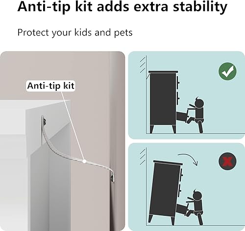 Miniatura 7 de JOZZBY Cómoda blanca, cómoda de 6 cajones dobles para dormitorio con asas dobles de metal, aparadores de madera con cajones profundos para dormitorio