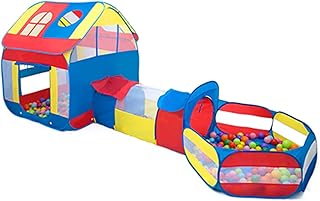 Children Tent Tunnel Toy Children's Game Rainbow Tent Tunnel Toy 3-Piece Set with Ball Pool, Baby Games Pop-up Tunnel Collapsible Tent and Gifts, for Indoor Outdoor