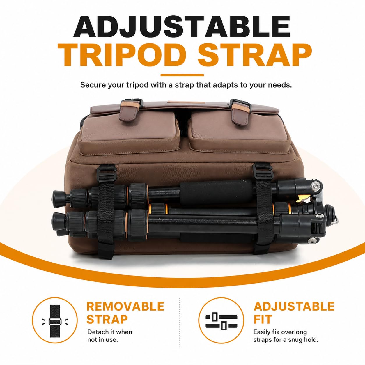Cwatcun Borsa a tracolla per fotocamera compatta, piccola borsa a tracolla impermeabile con supporto per treppiede, borsa da viaggio per fotocamera DSLR/SLR/fotocamera mirrorless, marrone, M, Custodia