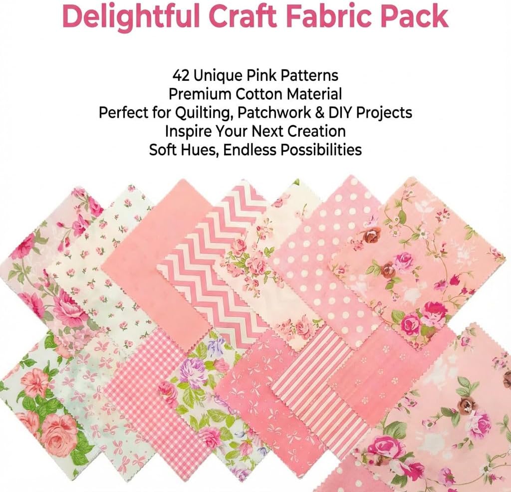 42 Pcs Pink Charm Packs for Quilting, 5 inch Cotton Charm Squares Precut image 4
