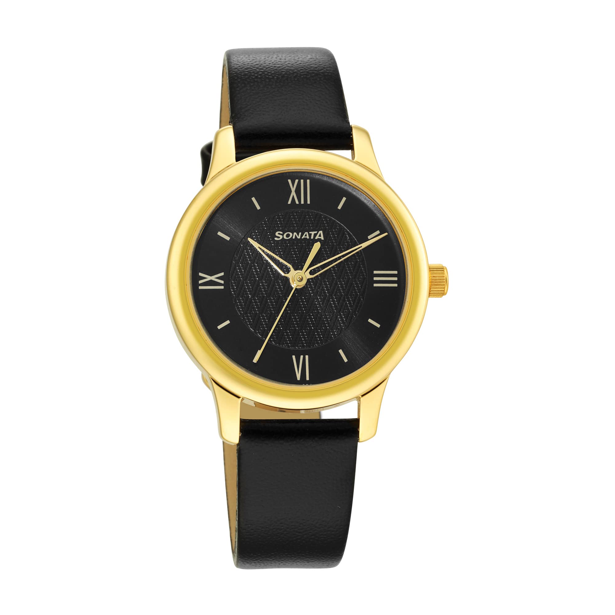 Sonata Classic Gold Black Dial Leather Strap Watch for Women-NR8178YL01 (B09ZH7NCXS) Amazon Price History, Amazon Price Tracker