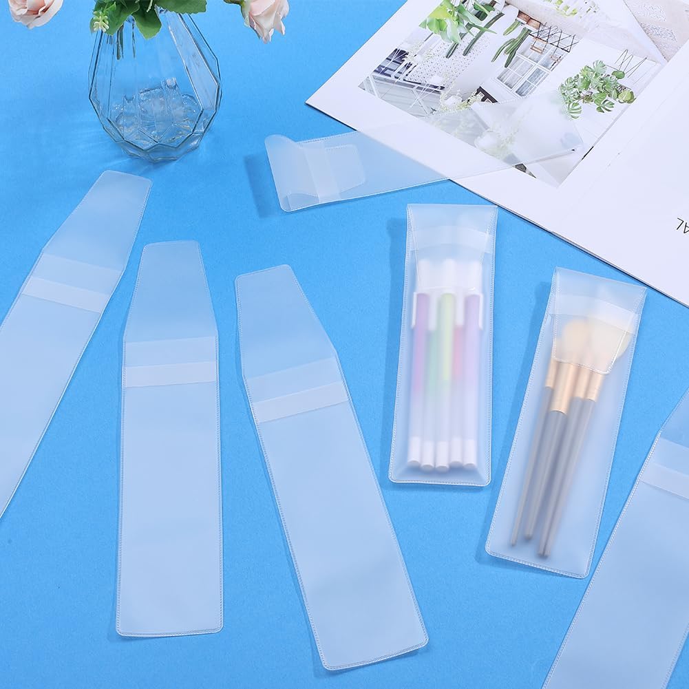 GORGECRAFT 15Pcs White EVA Brush Guards, 8.35x2.44 Travel Makeup Organizer | Portable Shaper Cases For Cosmetic Brushes, Fits Handbags/Purses, Women's Travel Essential With Protective Covers