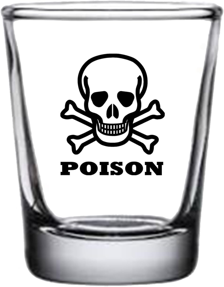 Rogue River Tactical Sarcastic Funny Combo Bad Decisions Good Stories, Poison Skull Shot Glass Bundle of Two, Gift Set Idea for Friend, Coworker or Boss, 1.5 Ounce image 3