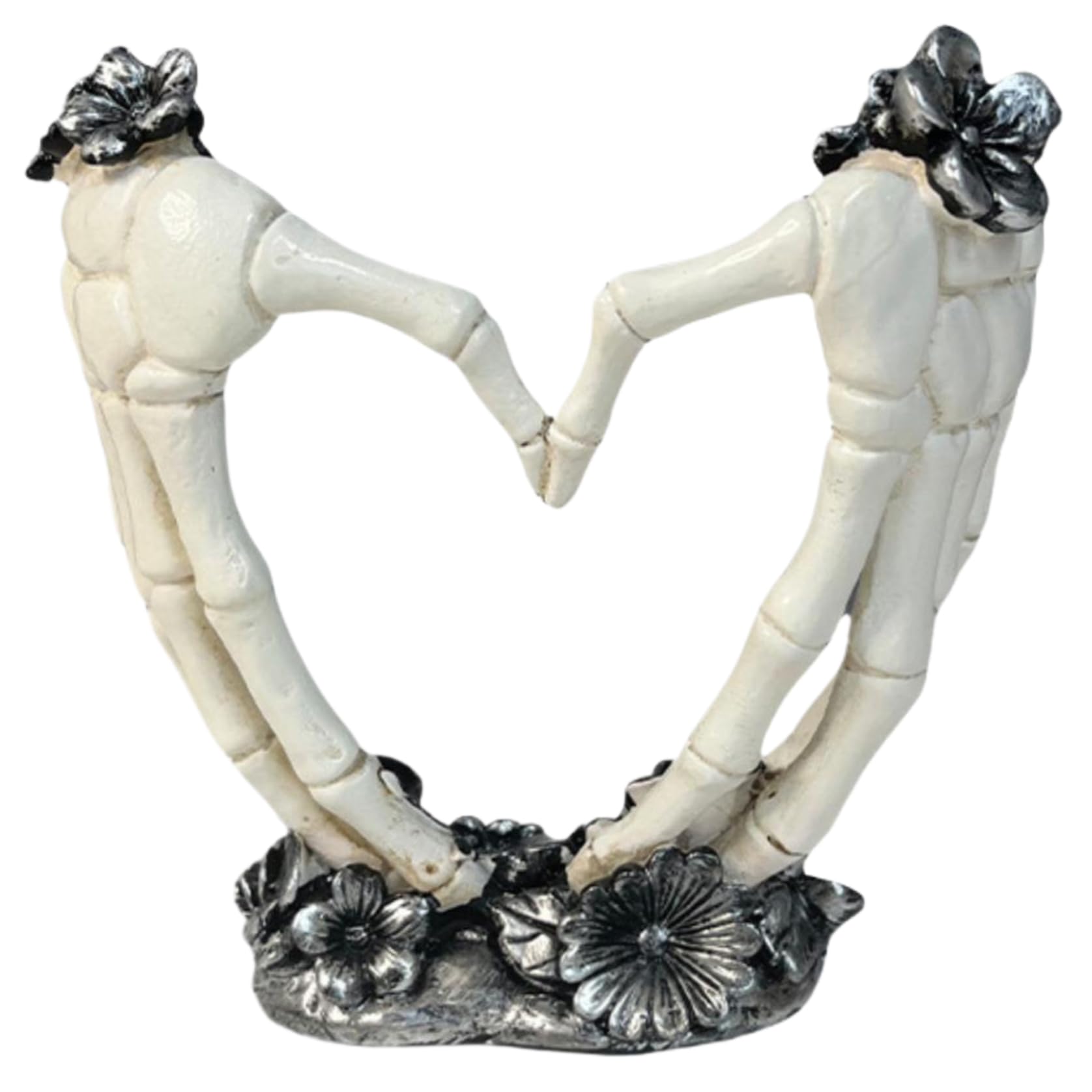 Geste de doigts cœur squelette, statue résine robuste 15cm