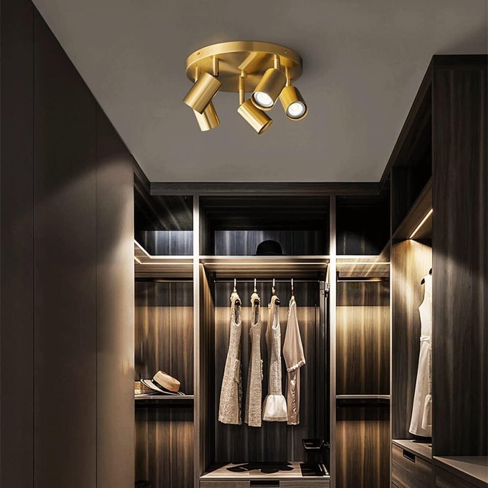 Mid Century Light Fixtures Flush Mount Ceiling L Modern Led Track Lighting Fixture with Rotatable Head Ceiling Lamps Directional round Adjustable Track Lighting Brass Ceiling Lighting Flush Mount Ceil