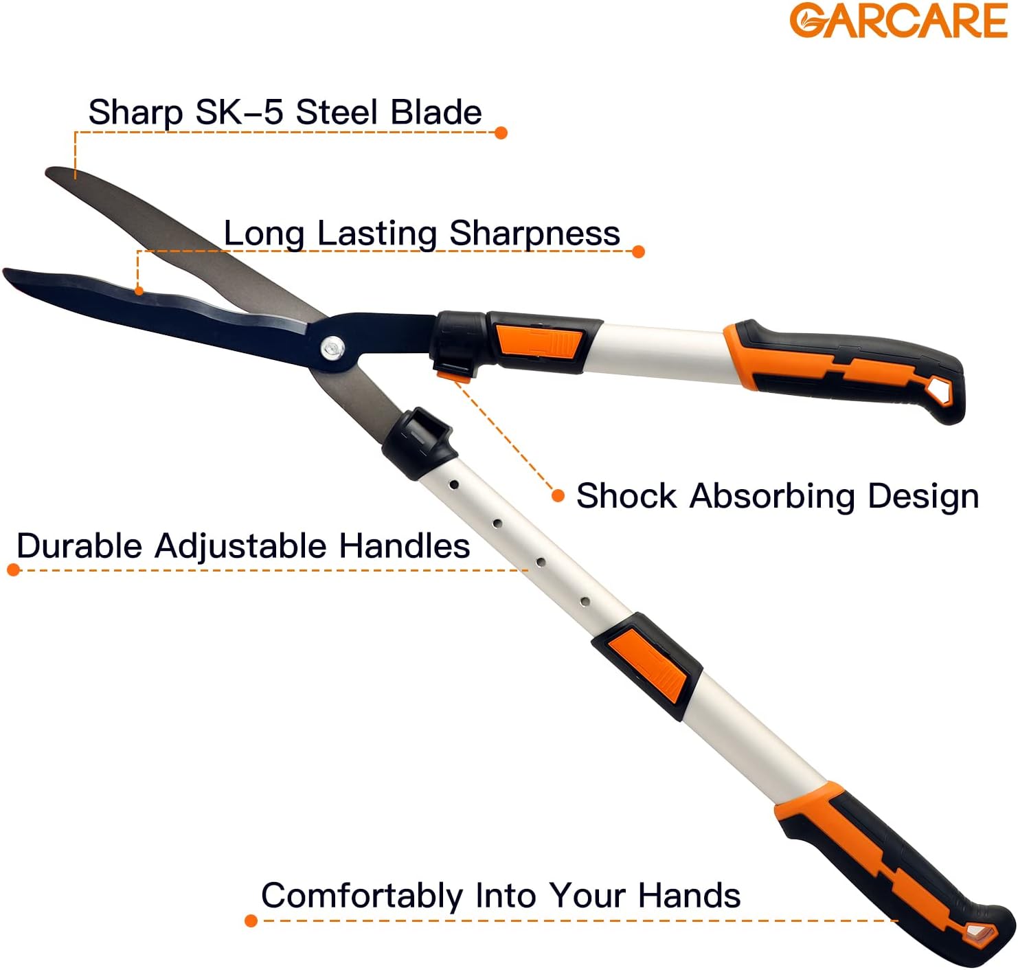 GARCARE Telescopic Hedge Shears Long Reach 660825 mm, Lightweight