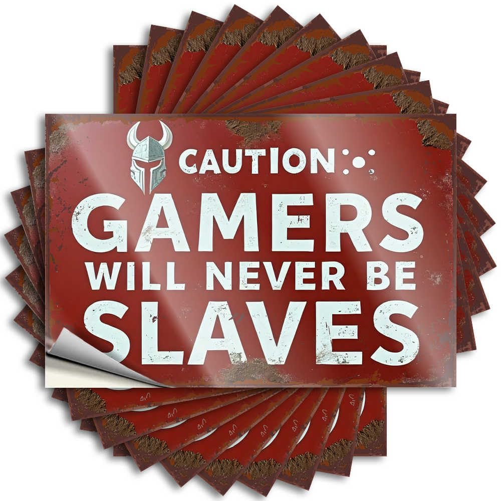 Fzfn Boys Colour Sweet Decals - Gamers Defy Slavery: A Bold Statement Wall Waterproof Vinyl Sticker(6X9cm)