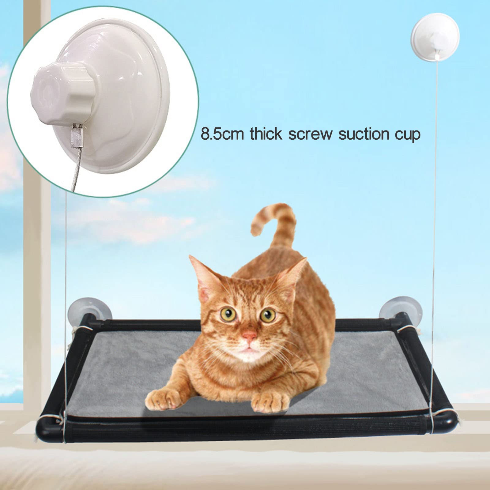Hamaca for gatos, hamaca for ventana de gato for gatos grandes de interior, estantes de asiento de descanso for ventana de hamaca for gato con ventosas de perilla resistente que soporta hasta 50 libra