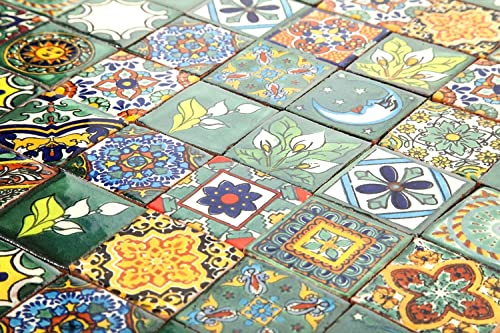 Cerames Mexikanische Keramische Fliesen Verdicino - 120 dekorative mexikanische mosaik fliesen für Badezimmer, Küche, Dusche, Treppen, Küchenrückwand | Keramikmosaikfliesen 5x5 cm