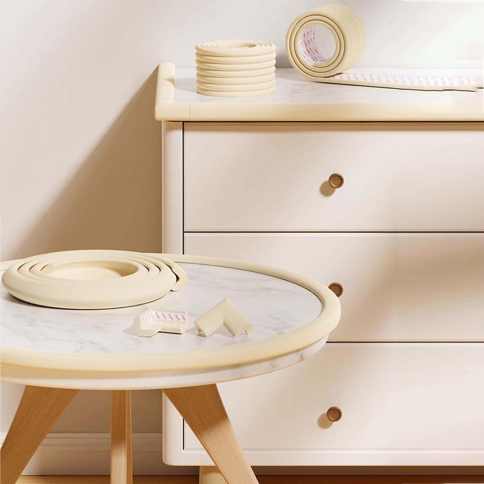 Parachoques para Muebles, Protector De Bordes Y Esquinas, Tira Antigolpes De Espuma, Protector De Mesas, Cinta De Doble Cara, Suave, Flexible, Elástica, Recortable