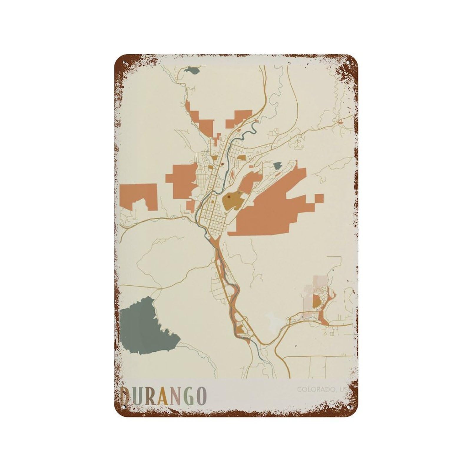xiaoxiaoshen Durango Map Colorado Travel Gift Boho (2) Wall Decor Art Metal Tin Poster Modern Home Decor Art Home Bar Shop Decorations Vintage Sign 30x20cm