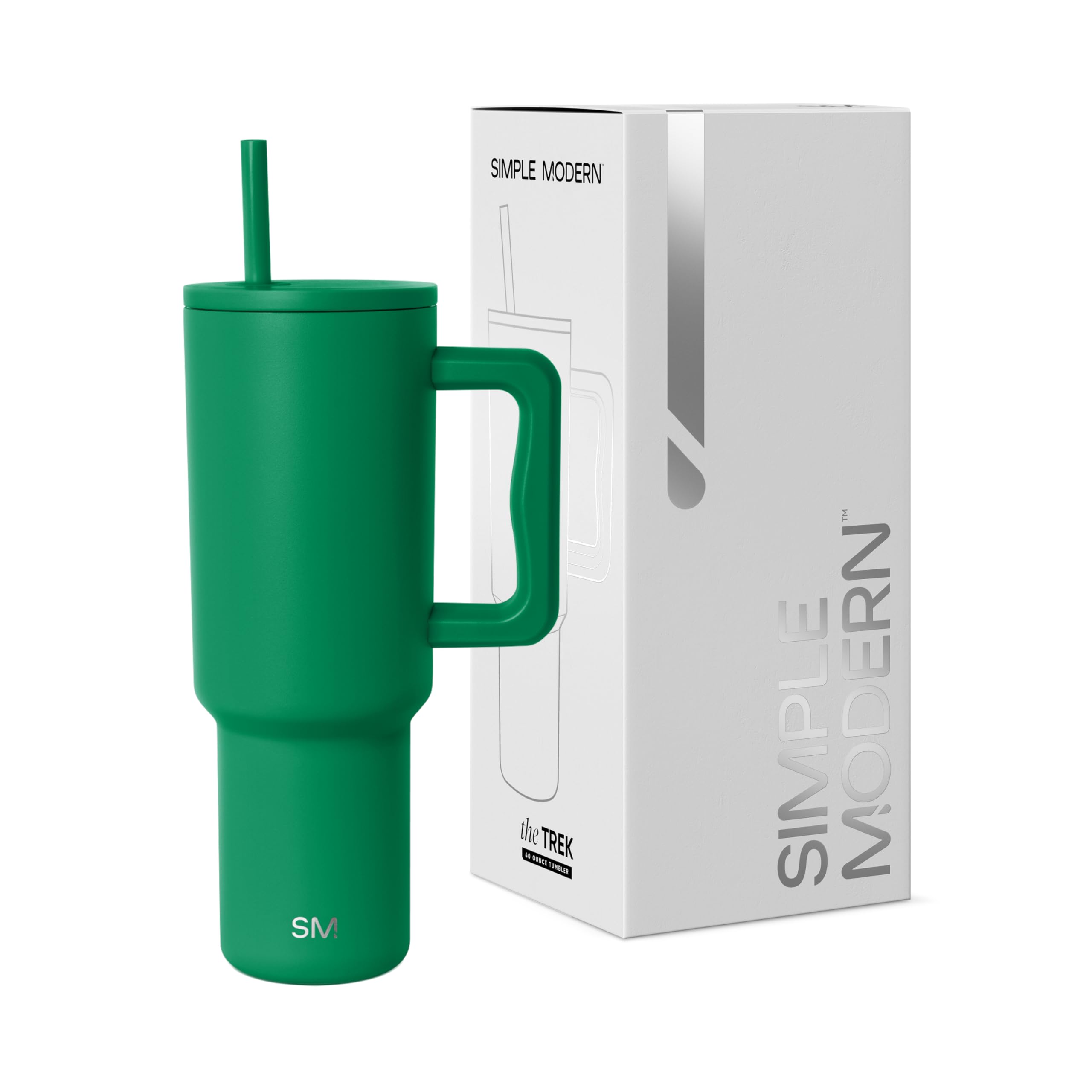 Simple Modern 40 oz Trek Tumbler with Handle and Straw Lid | Cup Holder Friendly Insulated Stainless Steel Travel Mug | Kelly Green (Pack of 12)