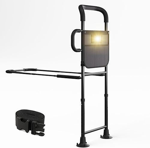 HOMEAL Rieles de cama para adultos mayores de seguridad, rieles reforzados para adultos mayores con barra de agarre ergonómica, pasamanos de cama de